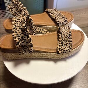 Leopard Print Espadrille Sandals